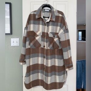 Evereve Oversized Plaid Shacket Xl
